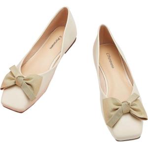 C.Paravano Ballet Flats for Women | Square Toe Flats | Mary Jane Shoes | Designer Shoes for Women(White New)