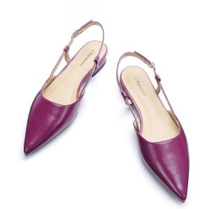 C.Paravano Slingback Flats | Pointed Toe Flats | Slingback Sandals | Women’s Slingback Dress Shoes | Adjustable Buckle Sandals(Purple Flats)