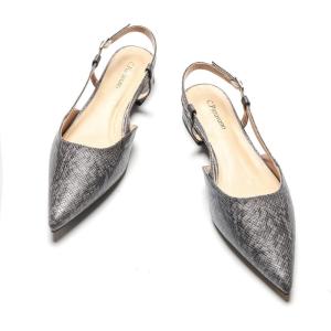 C.Paravano Slingback Flats | Pointed Toe Flats | Slingback Sandals | Women’s Slingback Dress Shoes | Adjustable Buckle Sandals(Snakeskin Deep Grey)