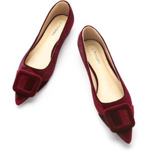 C.Paravano Velvet Flats | Women’s Pointed Toe Shoes | Dressy Flats for Women | Designer Shoes(Velvet Claret-t)
