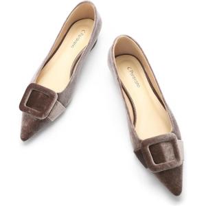 C.Paravano Velvet Flats | Women’s Pointed Toe Shoes | Dressy Flats for Women | Designer Shoes(Velvet Grey-t)