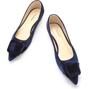 C.Paravano Velvet Flats | Women’s Pointed Toe Shoes | Dressy Flats for Women | Designer Shoes(Velvet Navy)
