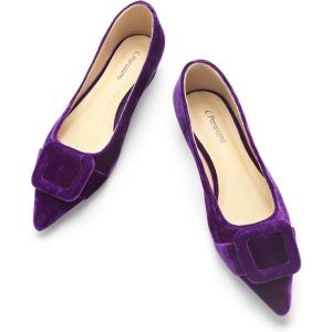 C.Paravano Velvet Flats | Women’s Pointed Toe Shoes | Dressy Flats for Women | Designer Shoes(Velvet Purple)