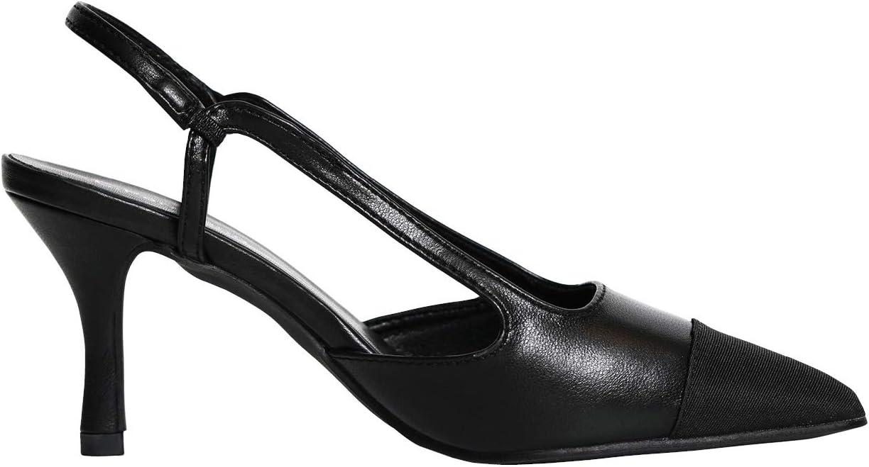 imageCParavano Womens Pointed Toe Slingback Flats Comfort Heeled Sandals SlipOn Flats Perfect for Casual Business Party DateBlack Heels