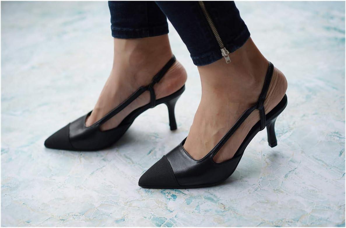 imageCParavano Womens Pointed Toe Slingback Flats Comfort Heeled Sandals SlipOn Flats Perfect for Casual Business Party DateBlack Heels