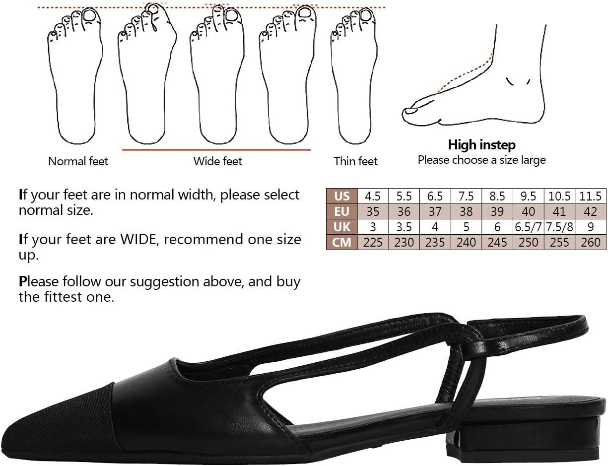 imageCParavano Womens Pointed Toe Slingback Flats Comfort Heeled Sandals SlipOn Flats Perfect for Casual Business Party DateBlackflats