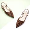 C.Paravano Slingback Flats for Women | Pointed Toe Flats Sandals | Adjustable Ankle Strap Slingback | Casual Dress Leather Slip on Shoes(Size8,Leopard Flats)