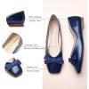 C.Paravano Women’s Flats | Ballet Flats | Leopard Print Shoes | Square Toe | Flats for Women Dressy Comfortable(Navy)