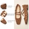 C.Paravano Women’s Mary Jane Shoes | Ballet Flats | Women’s Flats | Square Toe | Flat Shoe | Block Heel(Leopard)