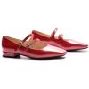 C.Paravano Women’s Mary Jane Shoes | Ballet Flats | Women’s Flats | Square Toe | Flat Shoe | Block Heel(Red)