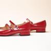 C.Paravano Women’s Mary Jane Shoes | Ballet Flats | Women’s Flats | Square Toe | Flat Shoe | Block Heel(Red)