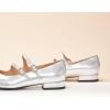C.Paravano Women’s Mary Jane Shoes | Ballet Flats | Women’s Flats | Square Toe | Flat Shoe | Block Heel(Silver)