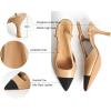 C.Paravano Women’s Pointed Toe Slingback Flats | Comfort Heeled Sandals | Slip-On Flats | Perfect for Casual, Business, Party, Date(Beige)