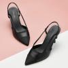 C.Paravano Women’s Pointed Toe Slingback Flats | Comfort Heeled Sandals | Slip-On Flats | Perfect for Casual, Business, Party, Date(Black Heels)