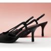 C.Paravano Women’s Pointed Toe Slingback Flats | Comfort Heeled Sandals | Slip-On Flats | Perfect for Casual, Business, Party, Date(Black Heels)