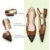 C.Paravano Women’s Pointed Toe Slingback Flats | Comfort Heeled Sandals | Slip-On Flats | Perfect for Casual, Business, Party, Date(Brown Flat)