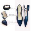 C.Paravano Women’s Pointed Toe Slingback Flats | Comfort Heeled Sandals | Slip-On Flats | Perfect for Casual, Business, Party, Date(Navy Flat)