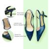 C.Paravano Women’s Pointed Toe Slingback Flats | Comfort Heeled Sandals | Slip-On Flats | Perfect for Casual, Business, Party, Date(Navy Heels)