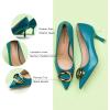 C.Paravano Women’s Pumps | Women Heels Closed Toe | Pumps Shoes Women | Chic Pointed Toe Design | Comfort Heels(Peacock Blue E2)