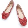 C.Paravano Ballet Flats | Flat Shoes Women | Square Toe Flats | Dress Shoes for Women(Red)