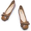 C.Paravano Women’s Flats | Ballet Flats | Leopard Print Shoes | Square Toe | Flats for Women Dressy Comfortable(Brown)