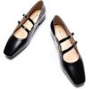 C.Paravano Women’s Mary Jane Shoes | Ballet Flats | Women’s Flats | Square Toe | Flat Shoe | Block Heel(Black)