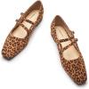 C.Paravano Women’s Mary Jane Shoes | Ballet Flats | Women’s Flats | Square Toe | Flat Shoe | Block Heel(Leopard)