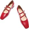C.Paravano Women’s Mary Jane Shoes | Ballet Flats | Women’s Flats | Square Toe | Flat Shoe | Block Heel(Red)