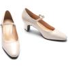 C.Paravano Women’s Pumps | Chunky Heels for Women | Closed Round Toe Shoes | Low Heel Dress Shoes(White)