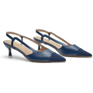 C.Paravano Women’s Pointed Toe Slingback Flats | Comfort Heeled Sandals | Slip-On Flats | Perfect for Casual, Business, Party, Date(Navy Heels)