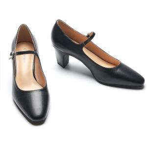 C.Paravano Women’s Pumps | Chunky Heels for Women | Closed Round Toe Shoes | Low Heel Dress Shoes(Black)