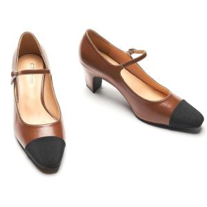C.Paravano Women’s Pumps | Chunky Heels for Women | Closed Round Toe Shoes | Low Heel Dress Shoes(Splicing Brown)