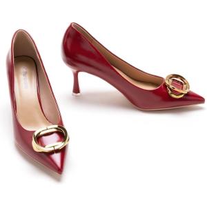 C.Paravano Women’s Pumps | Women Heels Closed Toe | Pumps Shoes Women | Chic Pointed Toe Design | Comfort Heels(Red-t)