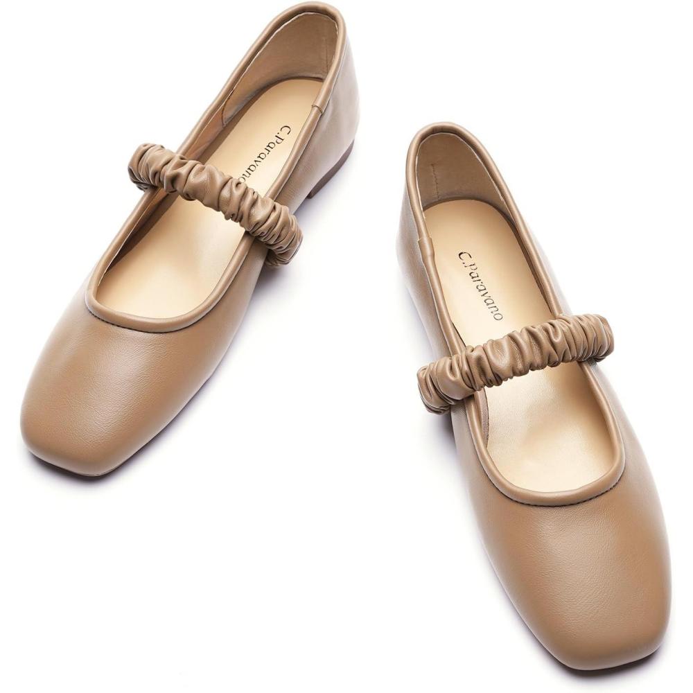 imageCParavano Mary Janes for Women Ballet Flat Womens Flats Square Toe Flats for WomenCamela