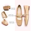 C.Paravano Mary Janes for Women | Ballet Flat | Womens Flats | Square Toe Flats for Women(Beige_e)