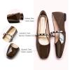 C.Paravano Mary Janes for Women | Ballet Flat | Womens Flats | Square Toe Flats for Women(Chocolate_e)