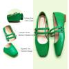 C.Paravano Mary Janes for Women | Ballet Flat | Womens Flats | Square Toe Flats for Women(Green)