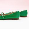 C.Paravano Mary Janes for Women | Ballet Flat | Womens Flats | Square Toe Flats for Women(Green_e)