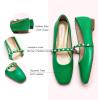 C.Paravano Mary Janes for Women | Ballet Flat | Womens Flats | Square Toe Flats for Women(Green_e)