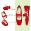 C.Paravano Mary Janes for Women | Ballet Flat | Womens Flats | Square Toe Flats for Women(Red_a)