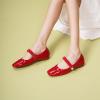 C.Paravano Mary Janes for Women | Ballet Flat | Womens Flats | Square Toe Flats for Women(Red_a)