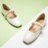 C.Paravano Mary Janes for Women | Ballet Flat | Womens Flats | Square Toe Flats for Women(White_a)