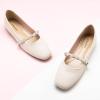 C.Paravano Mary Janes for Women | Ballet Flat | Womens Flats | Square Toe Flats for Women(White_e)