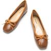 C.Paravano Ballet Flats | Womens Flats | Dressy Flats for Women | Ballet Shoes for Women | Square Toe Flat(Brown)