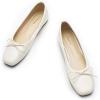 C.Paravano Ballet Flats | Womens Flats | Dressy Flats for Women | Ballet Shoes for Women | Square Toe Flat(White-d)