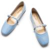 C.Paravano Mary Janes for Women | Ballet Flat | Womens Flats | Square Toe Flats for Women(Blue E)