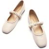 C.Paravano Mary Janes for Women | Ballet Flat | Womens Flats | Square Toe Flats for Women(Matte White_a)
