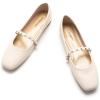 C.Paravano Mary Janes for Women | Ballet Flat | Womens Flats | Square Toe Flats for Women(White E)