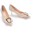 C.Paravano Pumps Shoes Women | Kitten Heels | Low Heel | Dress Shoes for Women | Pointed Toe Heels(Beige Tweed)