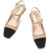 C.Paravano Women’s Slingback Flats | Sandals for Women | Block Heel Slingback | Closed Toe Sandals Women(Beige)